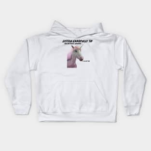 Listen to the mystical unicorn, "ill cut you" - Funny t shirt Kids Hoodie